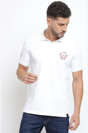 Van Heusen Men Solid Varsity Inspired Short Sleeve Cotton Polo T-Shirt