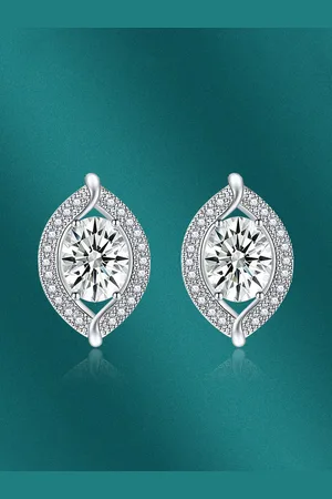 Designs & You Silver Plated Cubic Zirconia Studded Studs Earrings