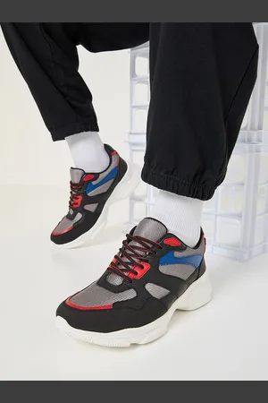 Styli Men Black And Grey Colourblocked Sneakers