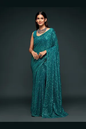 Trendmalls Embellished Sequinned Chanderi Saree