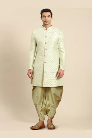 KISAH Men Self-Design Cotton Indowestern Sherwani Set