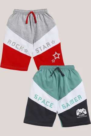 YK Boys Pack Of 2 Assorted Colourblocked Printed Pure Cotton Shorts