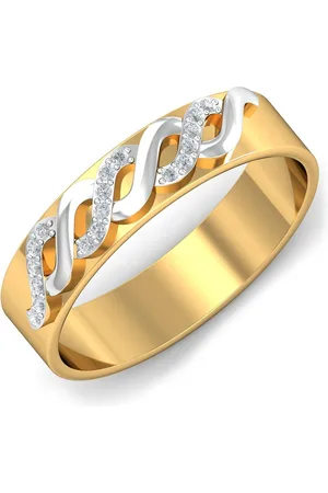 KUBERBOX Raeka 18KT Gold Diamond-Studded Wedding Band Ring-3.29gm