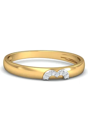 KUBERBOX Couple Band for Her 18KT Gold Diamond Studded Finger Ring-1.53gm