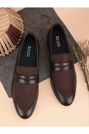HERE&NOW Men Brown Round-Toe Formal Loafers
