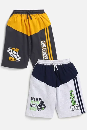 YK Boys Pack Of 2 Assorted Colourblocked Printed Pure Cotton Shorts