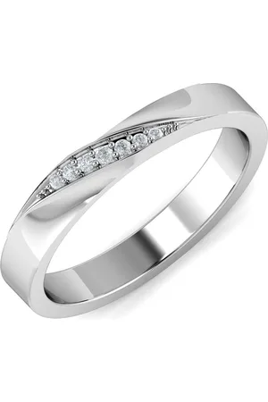 KUBERBOX Twinkle Twirl Couple Band for Her 18KT White Gold Diamond Studded Ring- 3.19gm