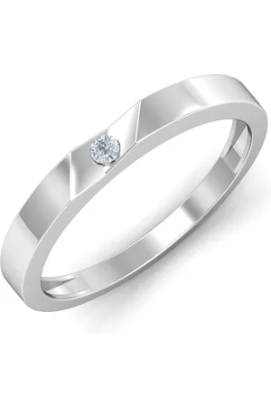 KUBERBOX Love Wedding Band 18KT White Gold Diamond-Studded Ring 2.51gm