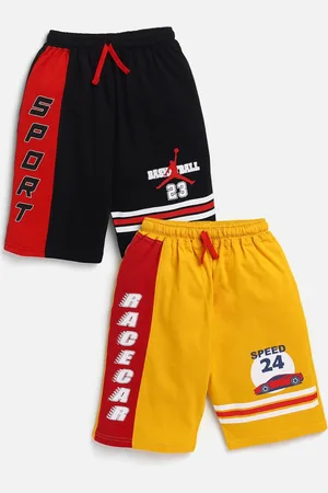 YK Boys Pack Of 2 Typography Printed Knee Length Pure Cotton Shorts