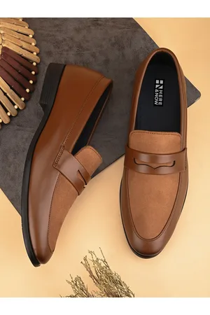 HERE&NOW Men Tan Brown Round-Toe Formal Loafers