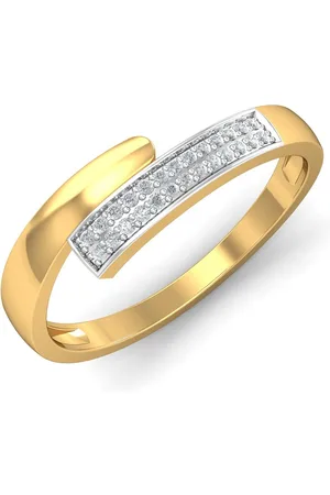 KUBERBOX Tailed Contemporary Band 18KT Gold Diamond-Studded Ring - 2.39 gm