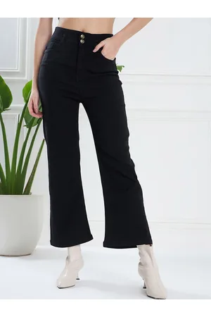 KASSUALLY Women Black Straight Fit High-Rise Clean Look Jeans