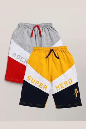 YK Boys Pack Of 2 Assorted Colourblocked Printed Pure Cotton Shorts