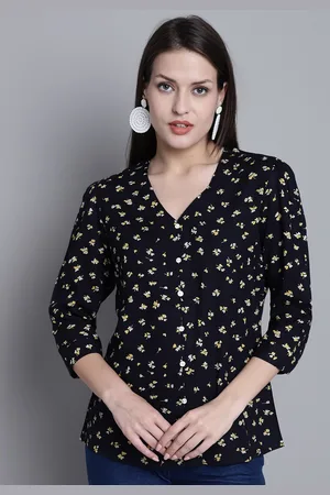 CANTABIL Floral Printed V-Neck Top