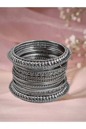 OOMPH Set of 16 Oxidised Silver Bangles