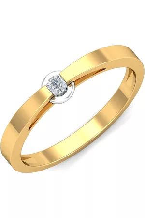 KUBERBOX Geula Modern Band 18KT Gold Diamond Studded Ring -1.77 gm