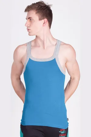 Force NXT Men Blue Cotton Gym Vest
