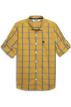 CANTABIL Boys Windowpane Checked Comfort Cotton Casual Shirt