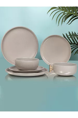 Anko 12 Pieces Grey Solid Stoneware Glossy Dinner Set