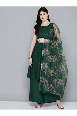 Jompers Women Embroidered Sequinned Kurta & Palazzos With Dupatta