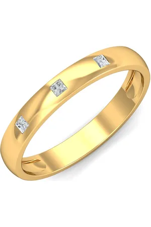 KUBERBOX Cerys Couple Band 18KT Gold Diamond Studded Ring - 2.46gm