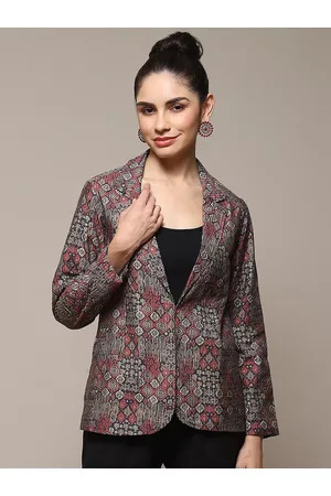 Biba Abstract Printed Lapel Collar Tailored Jacket
