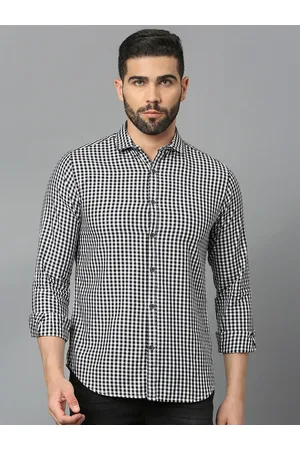 Mast & Harbour Black Classic Slim Fit Gingham Checked Pure Cotton Casual Shirt