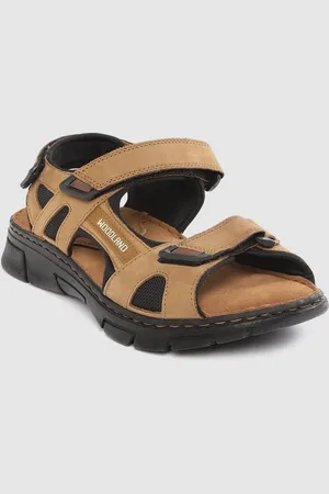 Woodland Men Brown Nubuck Solid Comfort Sandals