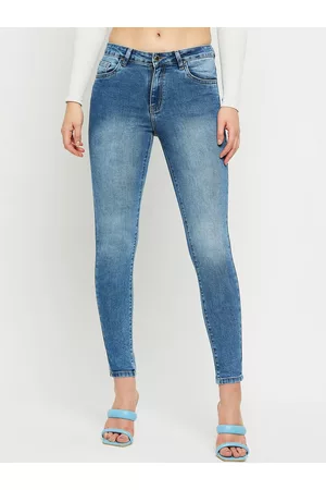 MADAME Women Mid-Rise Clean Look Light Fade Cotton Jeans