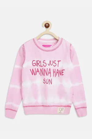TALES & STORIES Girls Typography Printed Pullover Sweatshirt