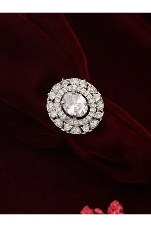Priyaasi Silver-Plated AD-Studded Adjustable Finger Ring