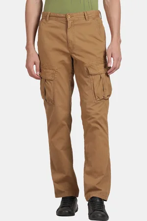 t-base Men Khaki Solid Lycra Chinos Trouser for Men Online India