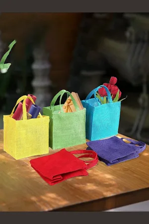 earthbags Set of 5 Shopper Jute Tote Bags