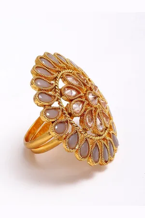 Anouk Gold-Plated AD-Studded Adjustable Finger Ring