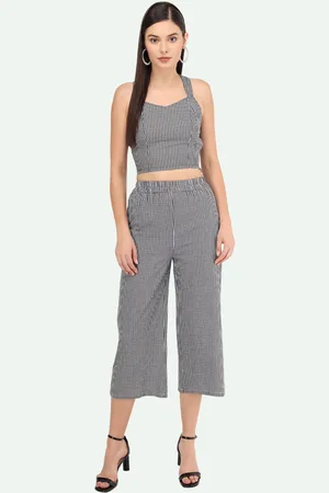 BEATNIK Checked Crop Top Halter Neck With Trousers Co-Ord Set