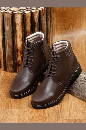 LOUIS STITCH Men Textured High Top Leather Block Heel Boots