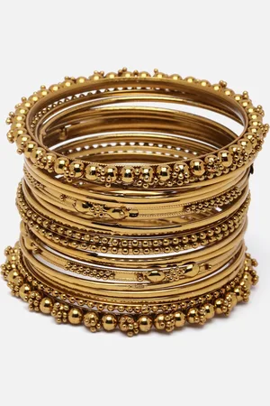 Anouk Set Of 20 Gold-Toned Gold-Plated Textured Bangles