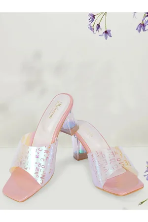 MEHNAM Printed Open Toe Block Heel Mules