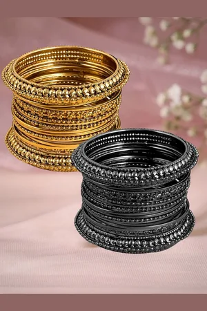OOMPH Set Of 32 Oxidised & Antique Bangles