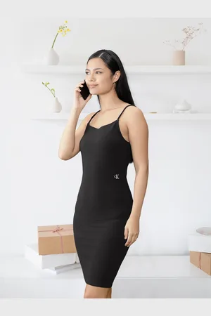 Calvin Klein Shoulder Straps Slub Ribbed Sheath Dress
