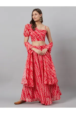 AKS Printed One Shoulder Ready To Wear Lehenga & Blouse With Dupatta