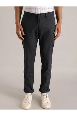 Indian Terrain Men Brooklyn Slim Fit Checked Mid-Rise Pure Cotton Trousers