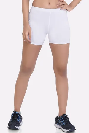 LAASA  SPORTS Women White Skinny Fit Training or Gym Sports Shorts