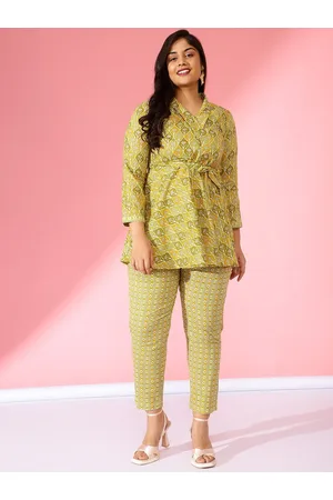 Bani Women Plus Size Printed Shawl Neck Tunic & Trousers