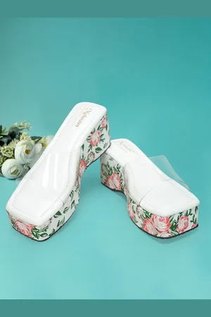 MEHNAM Printed Open Toe Flatform Heels