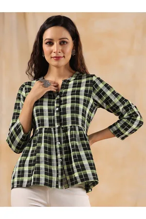 Jaipur Women Checks Cotton Gathered Shirt