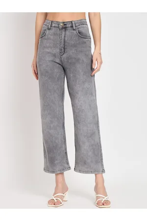 AngelFab Women Jean Straight Fit High-Rise Clean Look Cotton Jeans