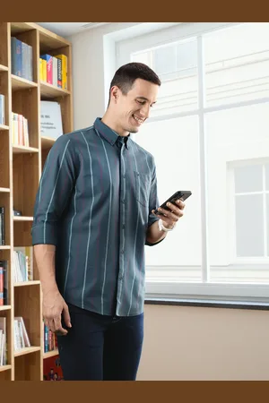Blackberrys Striped Pure Cotton Slim Fit Casual Shirt