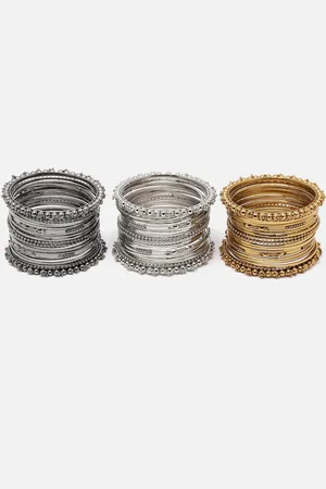 Anouk Set Of 60 Gold-Plated Textured Bangles
