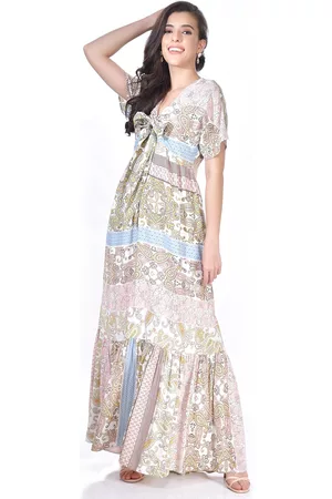 BEATNIK Beige Ethnic Motifs Printed A-Line Dress